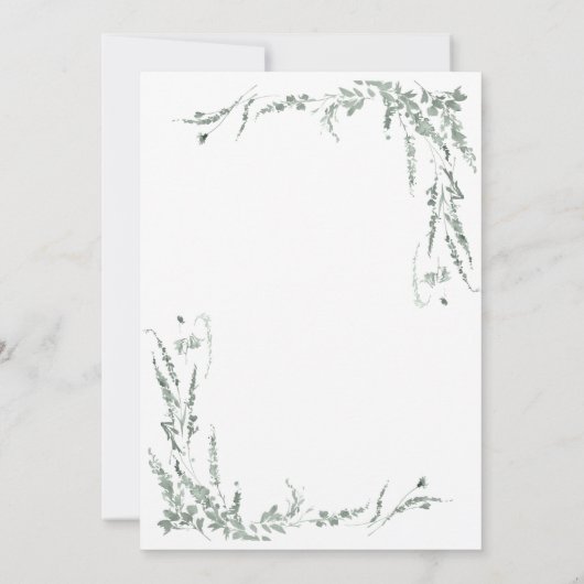 Sage Green Wildflower Calligraphy Wedding Kaart (Achterkant)