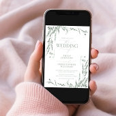 Sage Green Wildflower Calligraphy Wedding Kaart