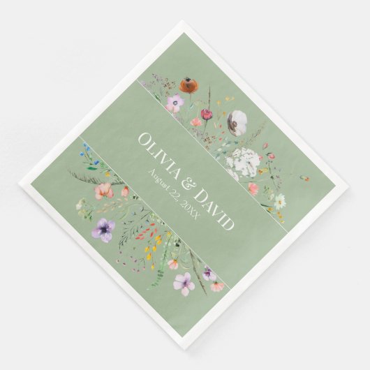 Sage Green Wildflower Custom Servet (Hoek)