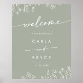 Sage Green Wildflower DIY Wedding Welcome Sign Poster (Voorkant)