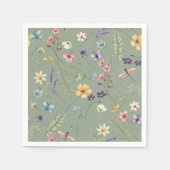 Sage Green Wildflower Elegant Vrijgezellenfeest Servet (Voorkant)