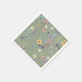 Sage Green Wildflower Elegant Vrijgezellenfeest Servet (Hoek)