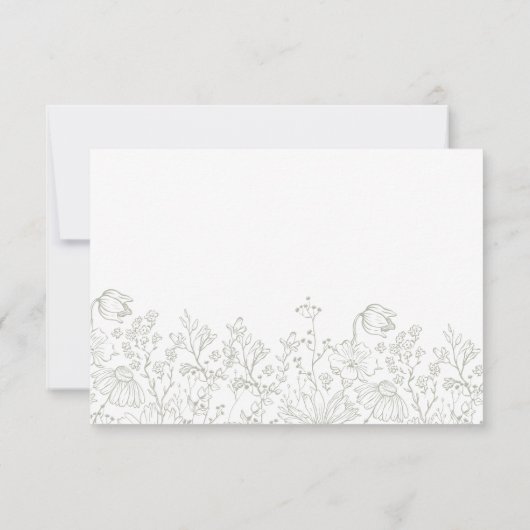 Sage Green Wildflower Elegante bruiloft RSVP-kaart RSVP Kaartje (Achterkant)