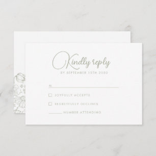 Sage Green Wildflower Elegante bruiloft RSVP-kaart RSVP Kaartje