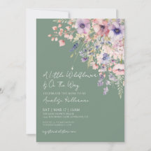 Sage Green Wildflower Floral Baby Shower