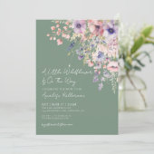 Sage Green Wildflower Floral Baby Shower Kaart (Staand voorkant)