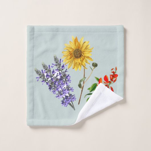 Sage Green Wildflower Floral Towel set Bad Handdoek (Wasdoekje)