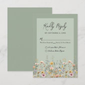 Sage Green Wildflower Floral Wedding RSVP (Voorkant / Achterkant)