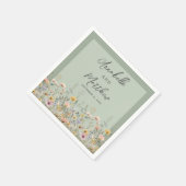 Sage Green Wildflower Floral Wedding Servet (Hoek)