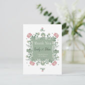 Sage Green Wildflower Folk Wedding  Bedankkaart (Staand voorkant)