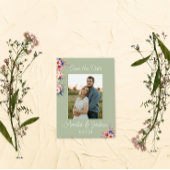 Sage Green Wildflower Foto Bewaar de datum Save The Date
