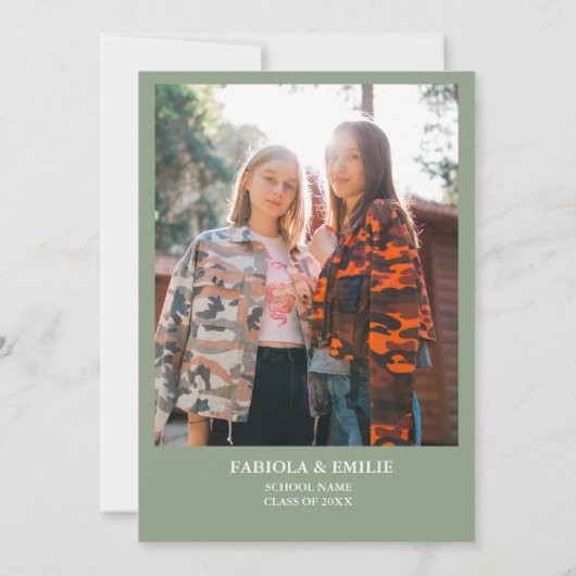 Sage Green Wildflower Garden Twin Afstuderen Kaart (Achterkant)
