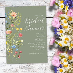 Sage Green Wildflower Garden Vrijgezellenfeest Kaart