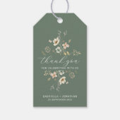 Sage Green Wildflower Huwelijksgunst Dank u Cadeaulabel (Voorkant)