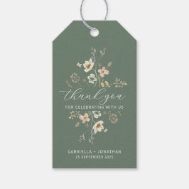 Sage Green Wildflower Huwelijksgunst Dank u Cadeaulabel