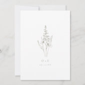 Sage Green Wildflower Line Art Wedding  Kaart (Achterkant)