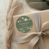 Sage Green Wildflower Meadow Bruiloft Dank u Ronde Sticker
