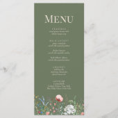 Sage Green Wildflower Meadow Bruiloft Menu Kaart (Voorkant)