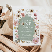 Sage Green Wildflower Miss Onederful 1e Verjaardag Kaart