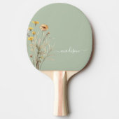 Sage Green Wildflower Modern Monogram Elegant Tafeltennisbatje (Voorkant)