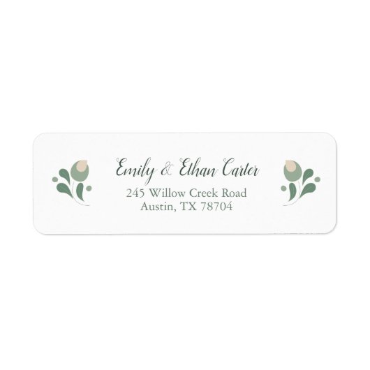 Sage Green Wildflower Return Address Etiket (Voorkant)