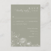 Sage Green Wildflower RSVP Card Wedding Insert Informatiekaartje (Voorkant)