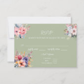 Sage Green Wildflower RSVP-kaart RSVP Kaartje (Voorkant)