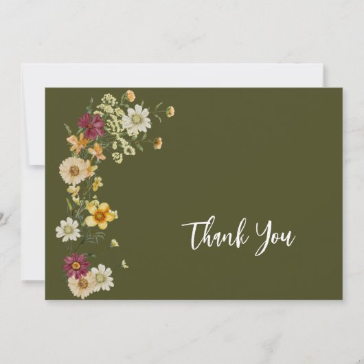 Sage Green Wildflower Rustic Boho Bedankkaart (Voorkant)