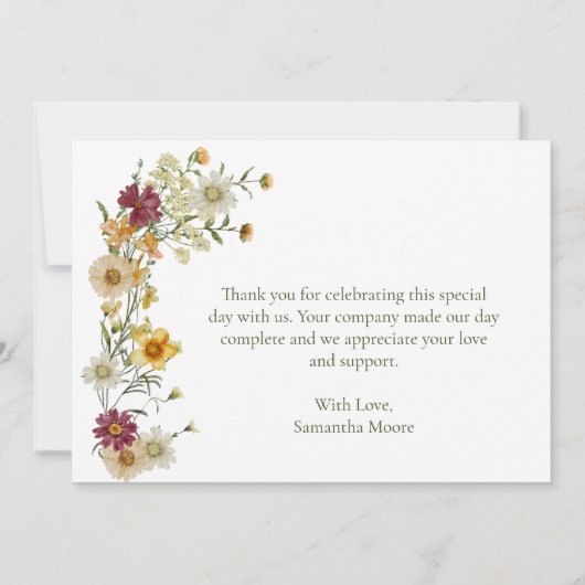 Sage Green Wildflower Rustic Boho Bedankkaart (Achterkant)