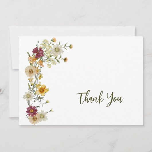 Sage Green Wildflower Rustic Boho Bedankkaart (Voorkant)