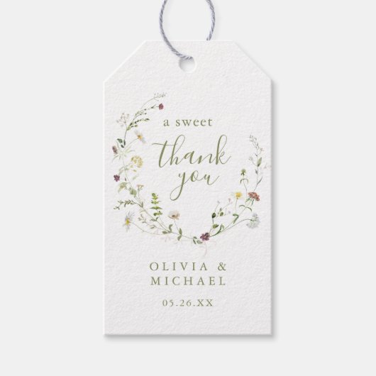 Sage Green Wildflower Rustic Boho dank je wel guns Cadeaulabel (Voorkant)