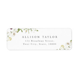 Sage Green Wildflower Rustic Boho Retouradres Etiket