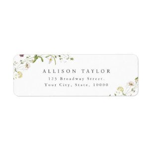 Sage Green Wildflower Rustic Boho Retouradres Etiket