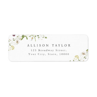 Sage Green Wildflower Rustic Boho Retouradres Etiket