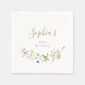 Sage Green Wildflower Rustiek Boho Elke leeftijd V Servet (Voorkant)