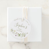 Sage Green Wildflower Rustieke Boho Verjaardag Bedankjes Labels (In situ)