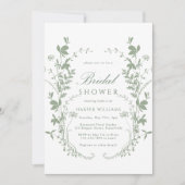 Sage Green Wildflower Silhouette Vrijgezellenfeest Kaart (Voorkant)