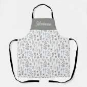 Sage Green Wildflower Sketchbook Custom Name Schort (Voorkant)