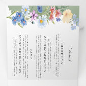 Sage Green Wildflower Trifold Bruiloft Uitnodiging (Binnenzijde eerst)