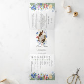 Sage Green Wildflower Trifold Bruiloft Uitnodiging (Binnen)