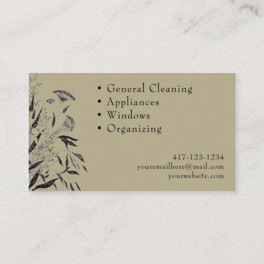 Sage Green Wildflower Visitekaartje (Achterkant)