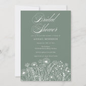 Sage Green Wildflower Vrijgezellenfeest Kaart (Voorkant)