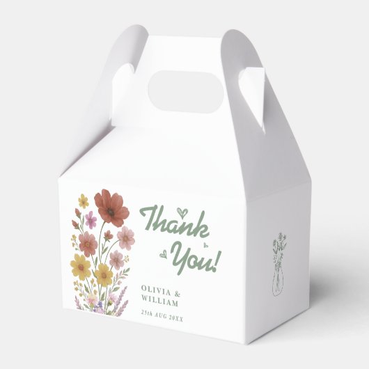 Sage Green Wildflower Weddenschap Hartelijk dank Bedankdoosjes (Achterkant)