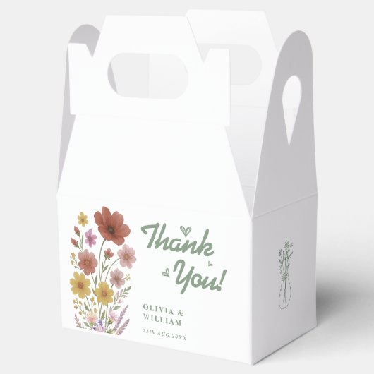 Sage Green Wildflower Weddenschap Hartelijk dank Bedankdoosjes (Geopend)