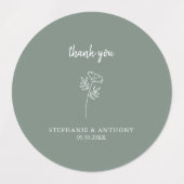 Sage Green Wildflower Weddenschap Hartelijk dank Labels (Design 2)