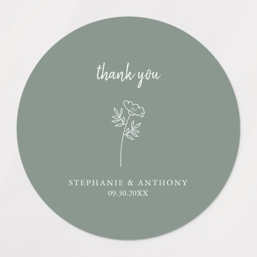 Sage Green Wildflower Weddenschap Hartelijk dank Labels (Design 2)