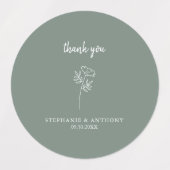Sage Green Wildflower Weddenschap Hartelijk dank Labels (Design 1)
