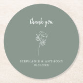 Sage Green Wildflower Weddenschap Hartelijk dank Ronde Kartonnen Onderzetter (Voorkant)