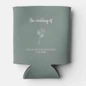 Sage Green Wildflower Wedding Blikjeskoeler (Voorkant)