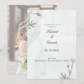 Sage Green Wildflower Wedding Invitation Kaart (Voorkant / Achterkant)